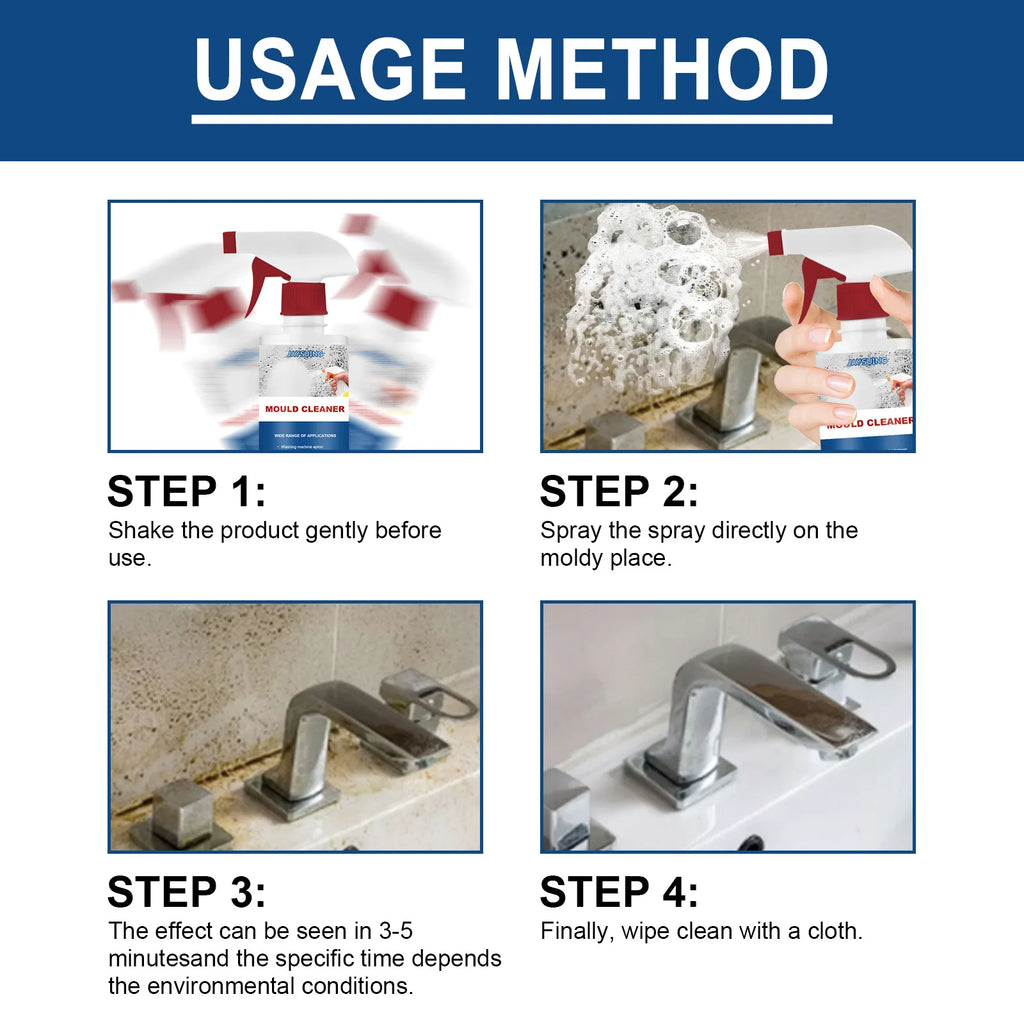 Mold & Mildew Remover Spray – Kitchen & Bathroom Cleaner Foam | Powerful Stain & Grout Cleaner for Tiles, Walls, Toilet & Shower Surfaces