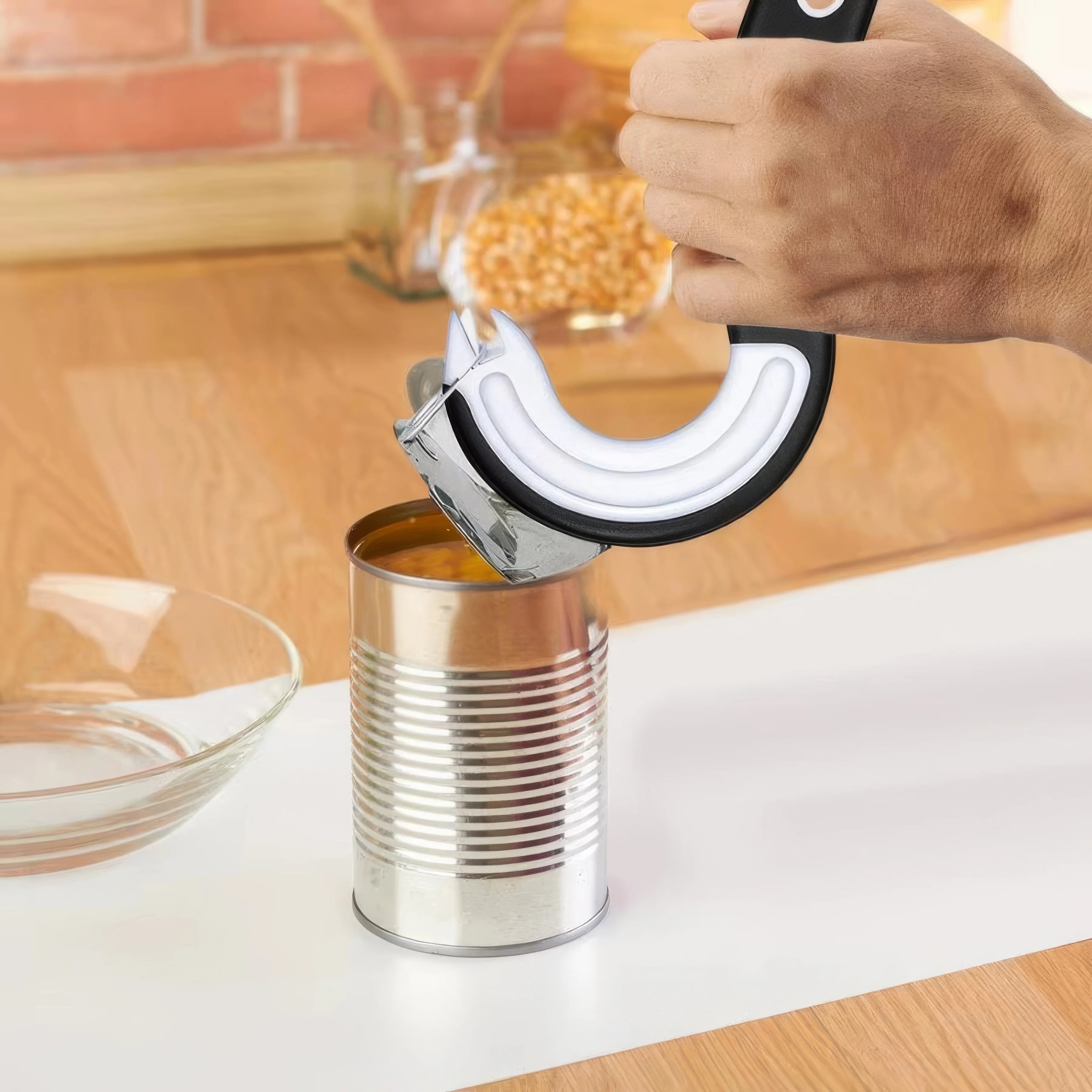 Black Hook-Type Can Opener – Durable Ergonomic Kitchen Tool for Easy Can Opening | Heavy-Duty Bottle & Can Opener for Home, Restaurant & Camping