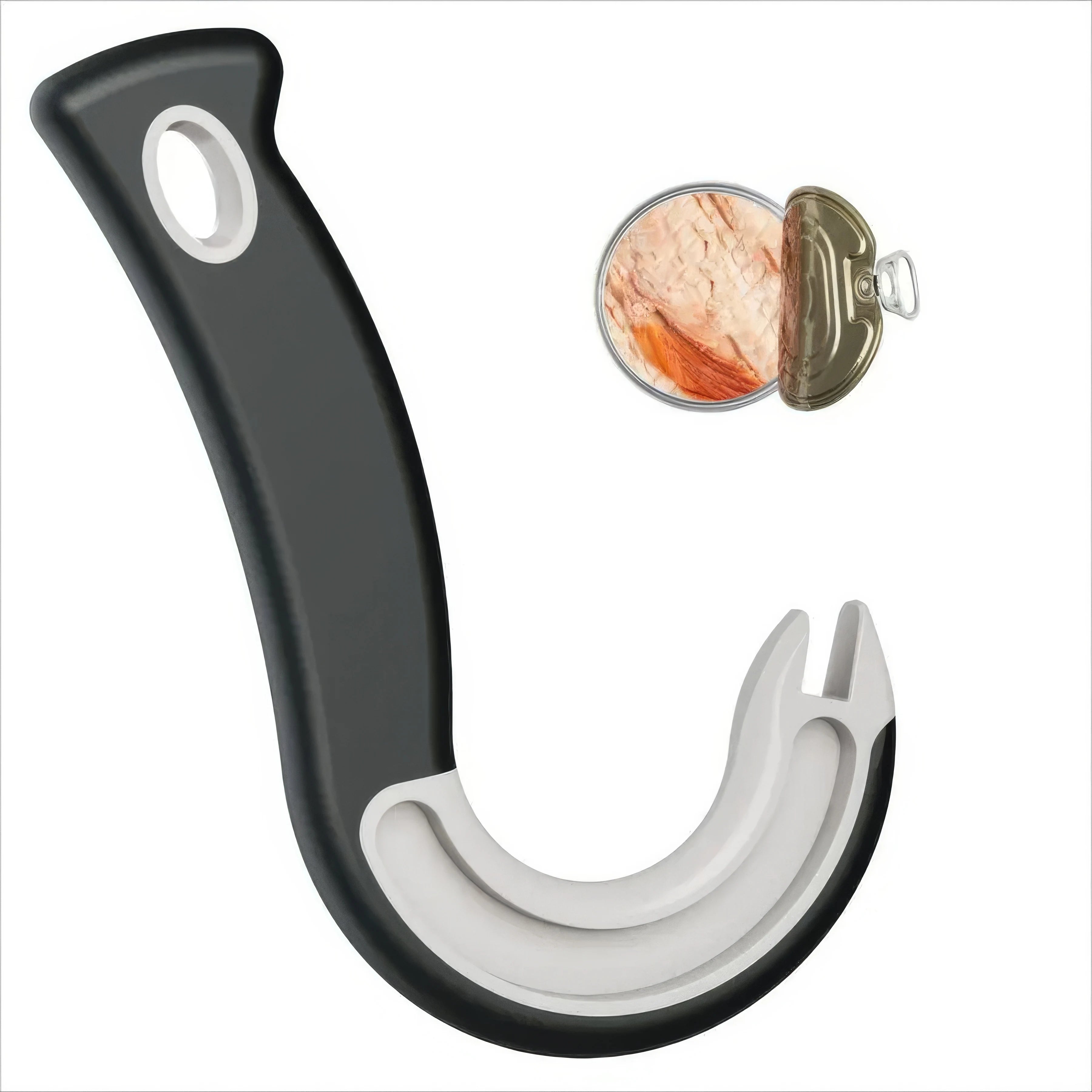 Black Hook-Type Can Opener – Durable Ergonomic Kitchen Tool for Easy Can Opening | Heavy-Duty Bottle & Can Opener for Home, Restaurant & Camping
