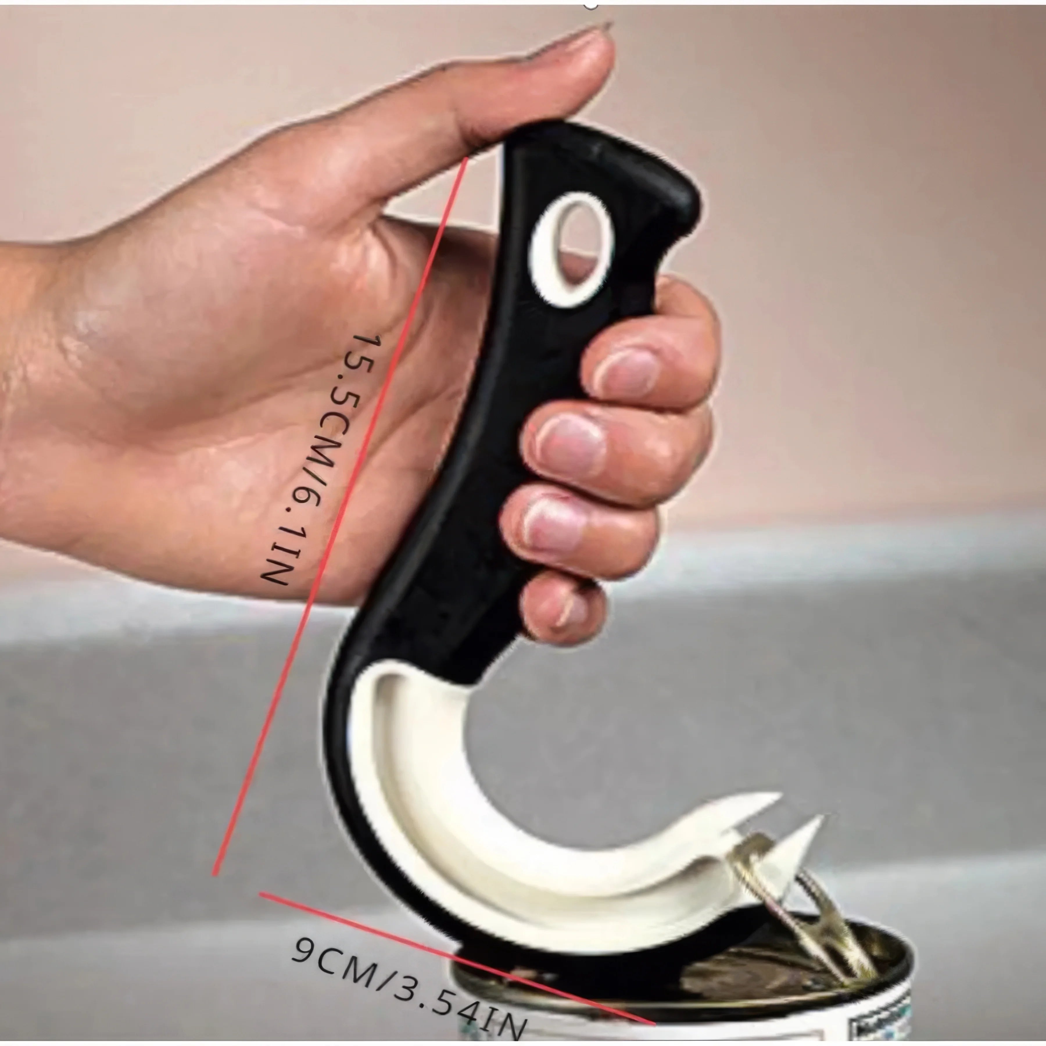 Black Hook-Type Can Opener – Durable Ergonomic Kitchen Tool for Easy Can Opening | Heavy-Duty Bottle & Can Opener for Home, Restaurant & Camping