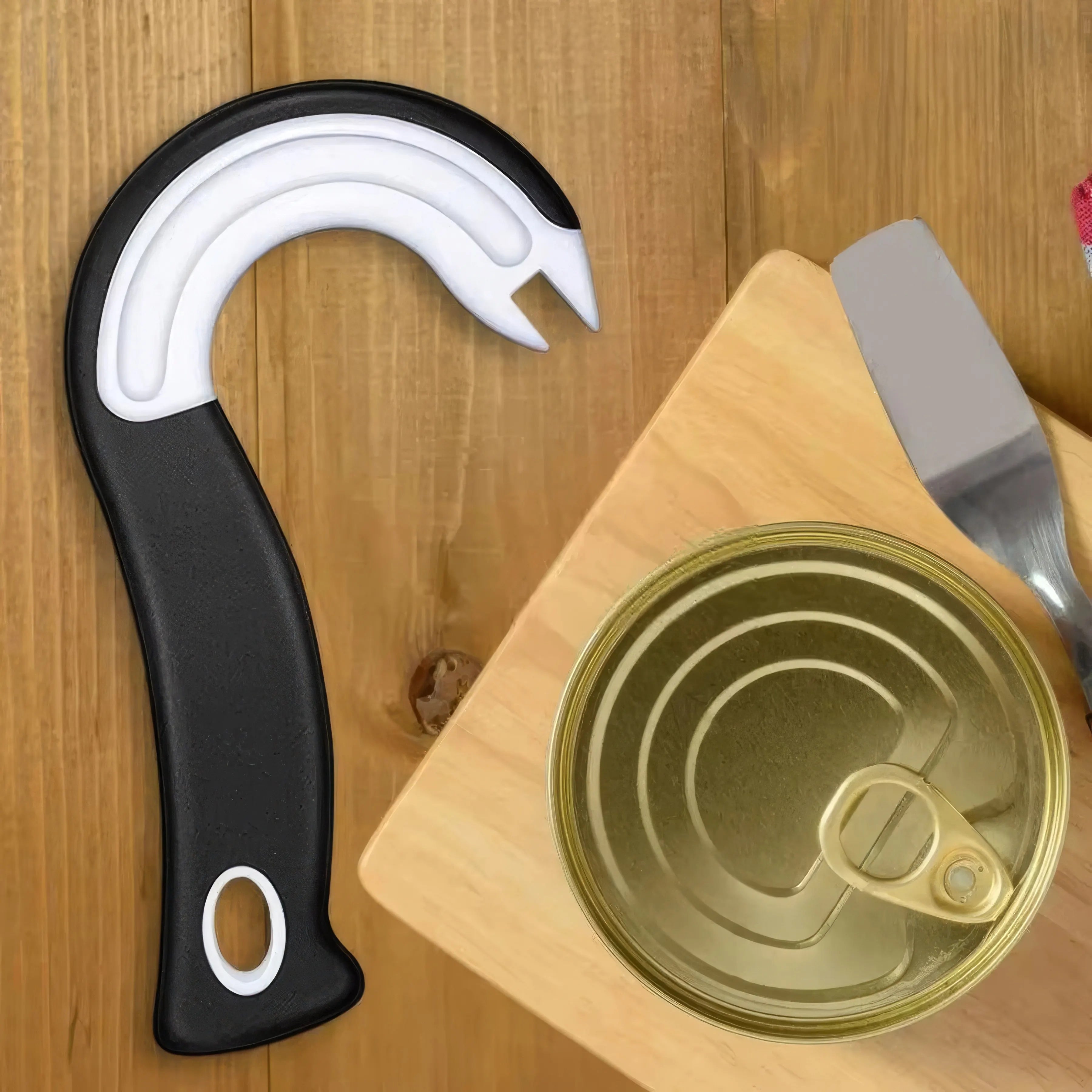 Black Hook-Type Can Opener – Durable Ergonomic Kitchen Tool for Easy Can Opening | Heavy-Duty Bottle & Can Opener for Home, Restaurant & Camping