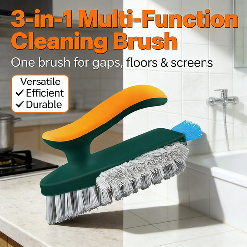 3-in-1 Cleaning Brush Set – Hard Bristle Scrub Brush & Gap Cleaner | Multi-Purpose Kitchen, Bathroom, Tile & Window Track Cleaning Tool