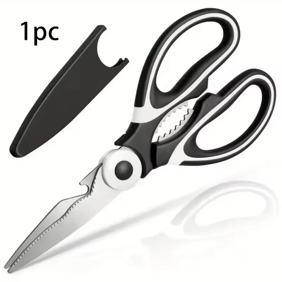 Multifunction Kitchen Scissors – Heavy Duty Stainless Steel Shears with Bottle Opener & Nut Cracker | All-in-One Cooking Tool for Meat, Vegetables & Meal Prep