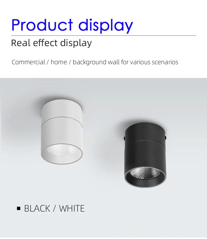Adjustable LED Downlight 220V – Foldable COB Ceiling Spotlight | Ultra Thin Surface Mounted Light for Kitchen, Living Room & Indoor Lighting