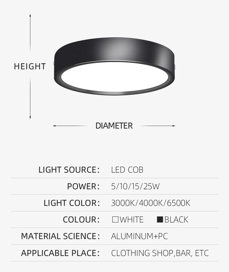 Adjustable LED Downlight 220V – Foldable COB Ceiling Spotlight | Ultra Thin Surface Mounted Light for Kitchen, Living Room & Indoor Lighting