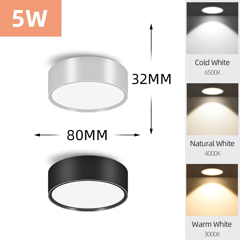 Adjustable LED Downlight 220V – Foldable COB Ceiling Spotlight | Ultra Thin Surface Mounted Light for Kitchen, Living Room & Indoor Lighting