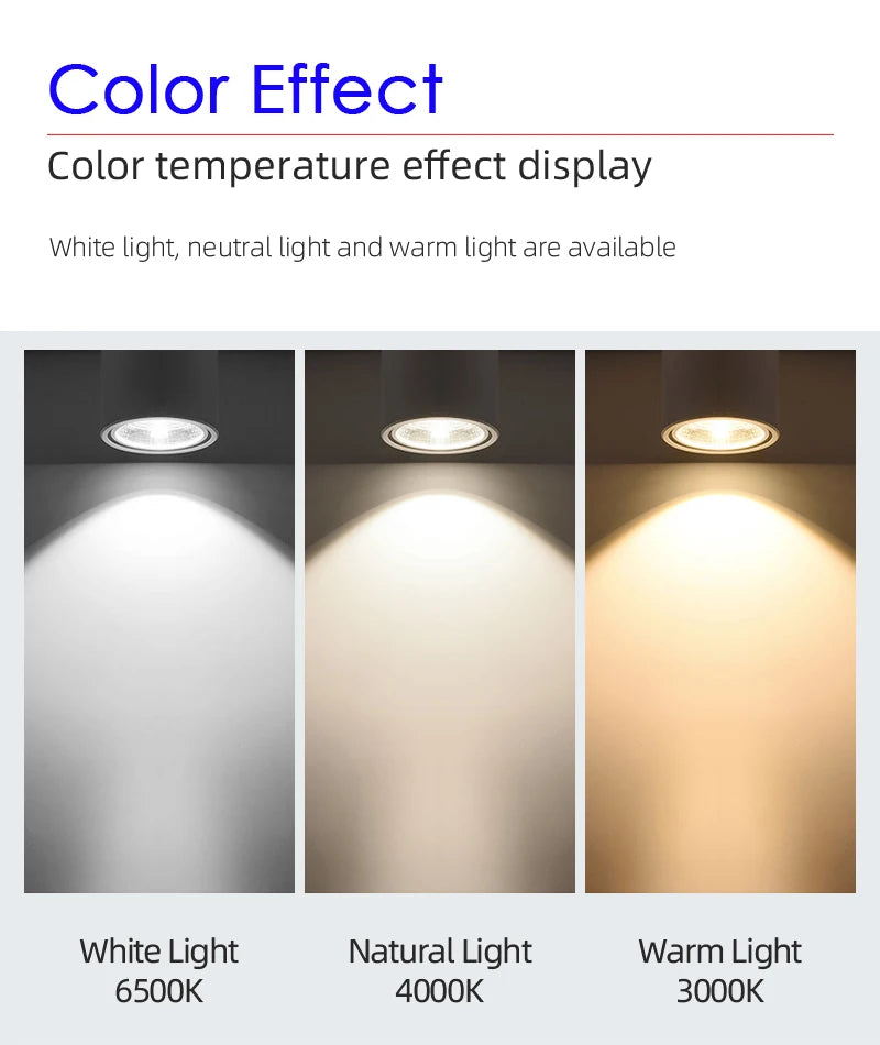 Adjustable LED Downlight 220V – Foldable COB Ceiling Spotlight | Ultra Thin Surface Mounted Light for Kitchen, Living Room & Indoor Lighting