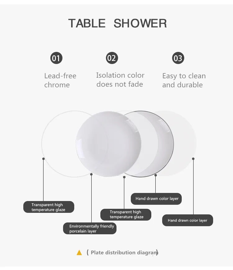 Modern Ceramic Dinner Plate – White Plate with Black Rim | Minimalist Round Dish for Rice, Salad, Pasta & Soup | Kitchen & Dining Tableware