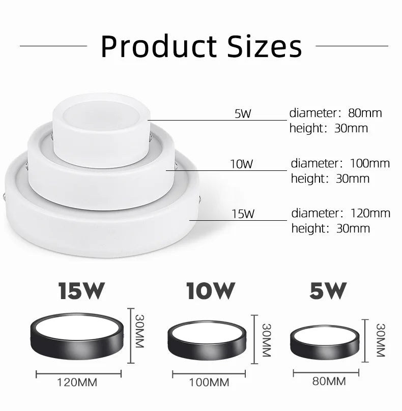 Adjustable LED Downlight 220V – Foldable COB Ceiling Spotlight | Ultra Thin Surface Mounted Light for Kitchen, Living Room & Indoor Lighting
