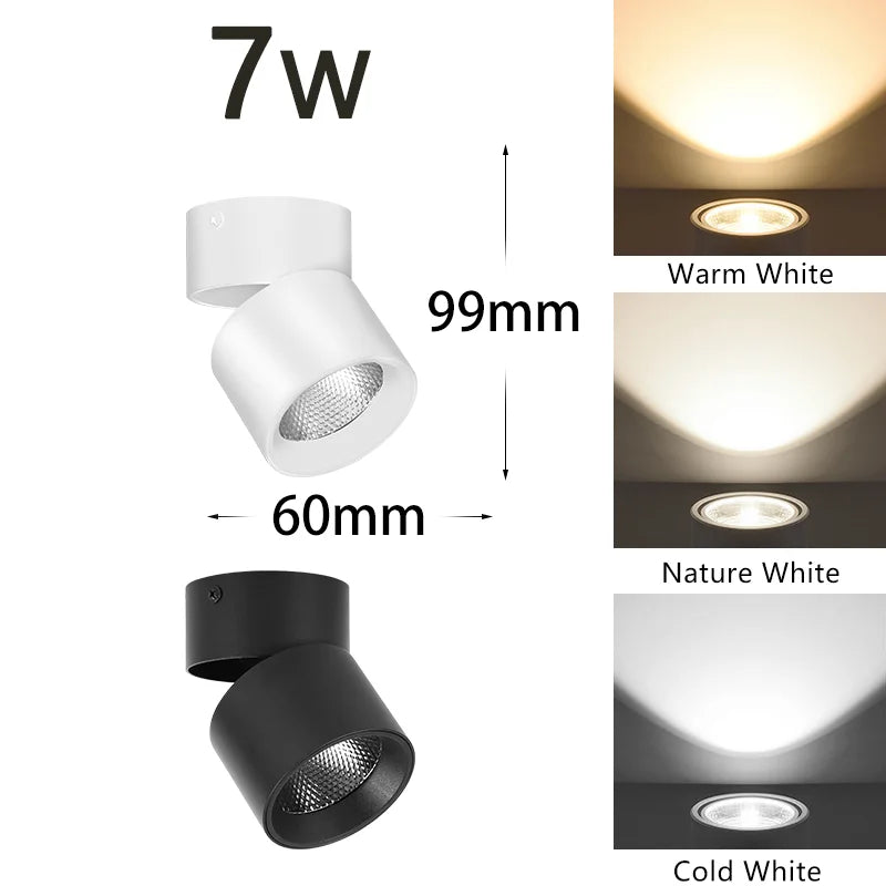 Adjustable LED Downlight 220V – Foldable COB Ceiling Spotlight | Ultra Thin Surface Mounted Light for Kitchen, Living Room & Indoor Lighting