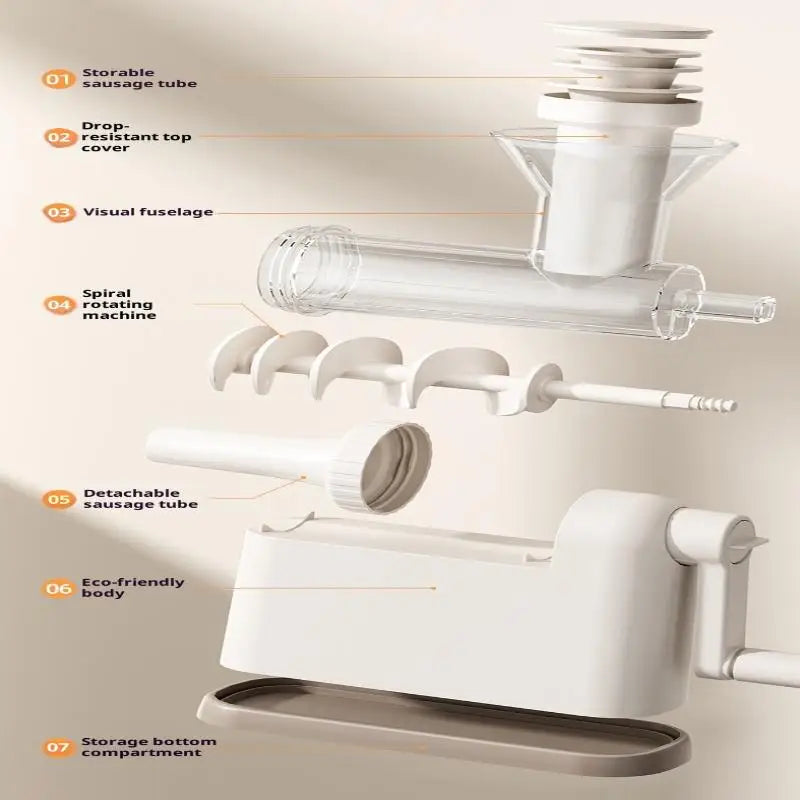 Manual Sausage Stuffer Machine – Hand-Crank Meat Grinder & Filling Maker | Home Sausage Maker with Tubes for DIY Meat Processing & BBQ Use