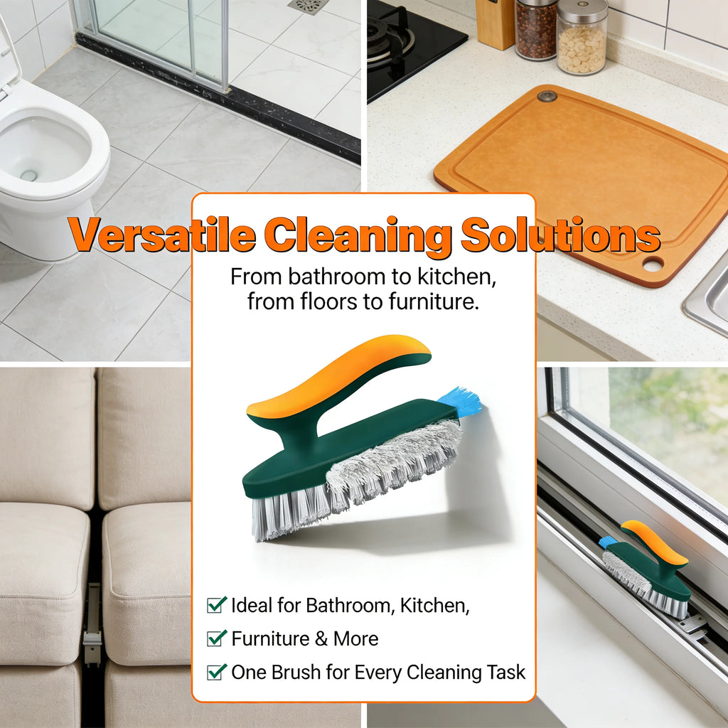3-in-1 Cleaning Brush Set – Hard Bristle Scrub Brush & Gap Cleaner | Multi-Purpose Kitchen, Bathroom, Tile & Window Track Cleaning Tool