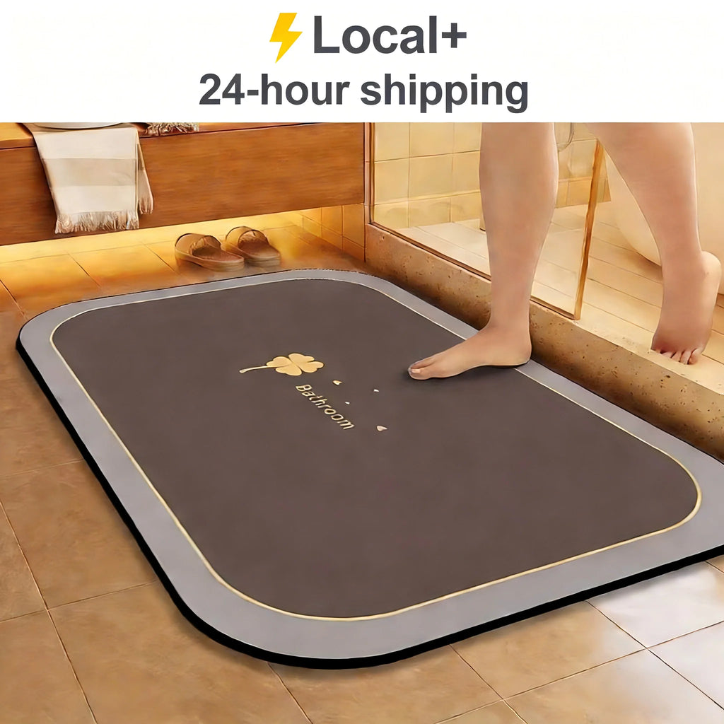 Diatomite Bath Mat – Super Absorbent Quick Dry Non-Slip Bathroom Floor Mat | Water Absorbing Shower Rug for Bathroom, Kitchen, Laundry & Pet Feeding Area
