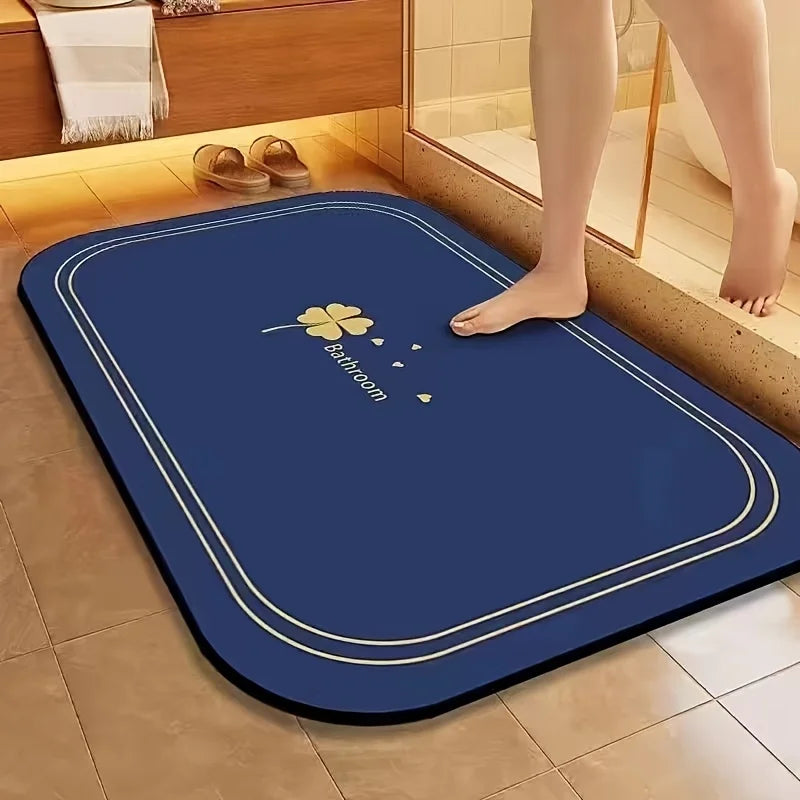 Diatomite Bath Mat – Super Absorbent Quick Dry Non-Slip Bathroom Floor Mat | Water Absorbing Shower Rug for Bathroom, Kitchen, Laundry & Pet Feeding Area