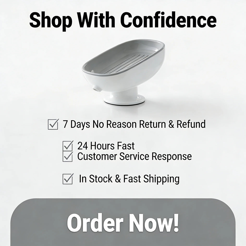 Self-Draining Suction Cup Soap Holder – Non-Slip Soap Dish for Bathroom, Shower & Kitchen Sink | Easy Install, No Drill
