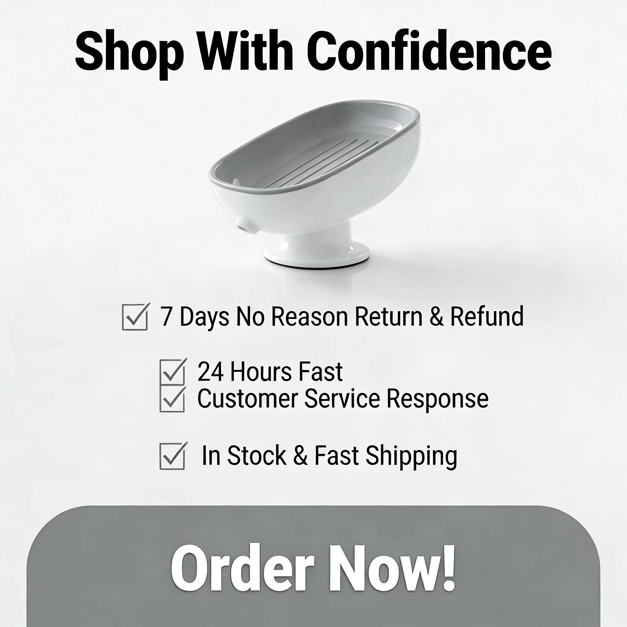 Suction Cup Soap Dish – Self-Draining Wall Mounted Soap Holder | Non-Slip Bathroom & Kitchen Sink Soap Storage Tray for Dry & Clean Soap