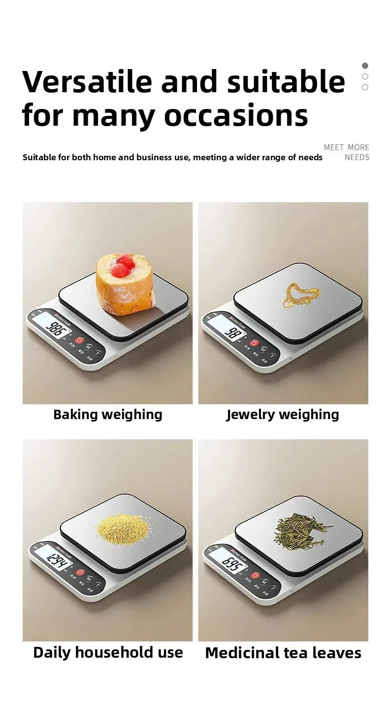 Digital Kitchen Scale – High Precision Food Scale (1g Accuracy) | USB Rechargeable Cooking & Baking Scale with LCD Display & Tare Function
