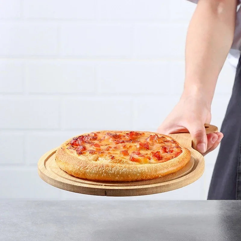 Solid Wood Cutting Board with Handle – Round Kitchen Chopping Board for Pizza, Bread & Fruit | Eco-Friendly Hanging Wooden Serving Board