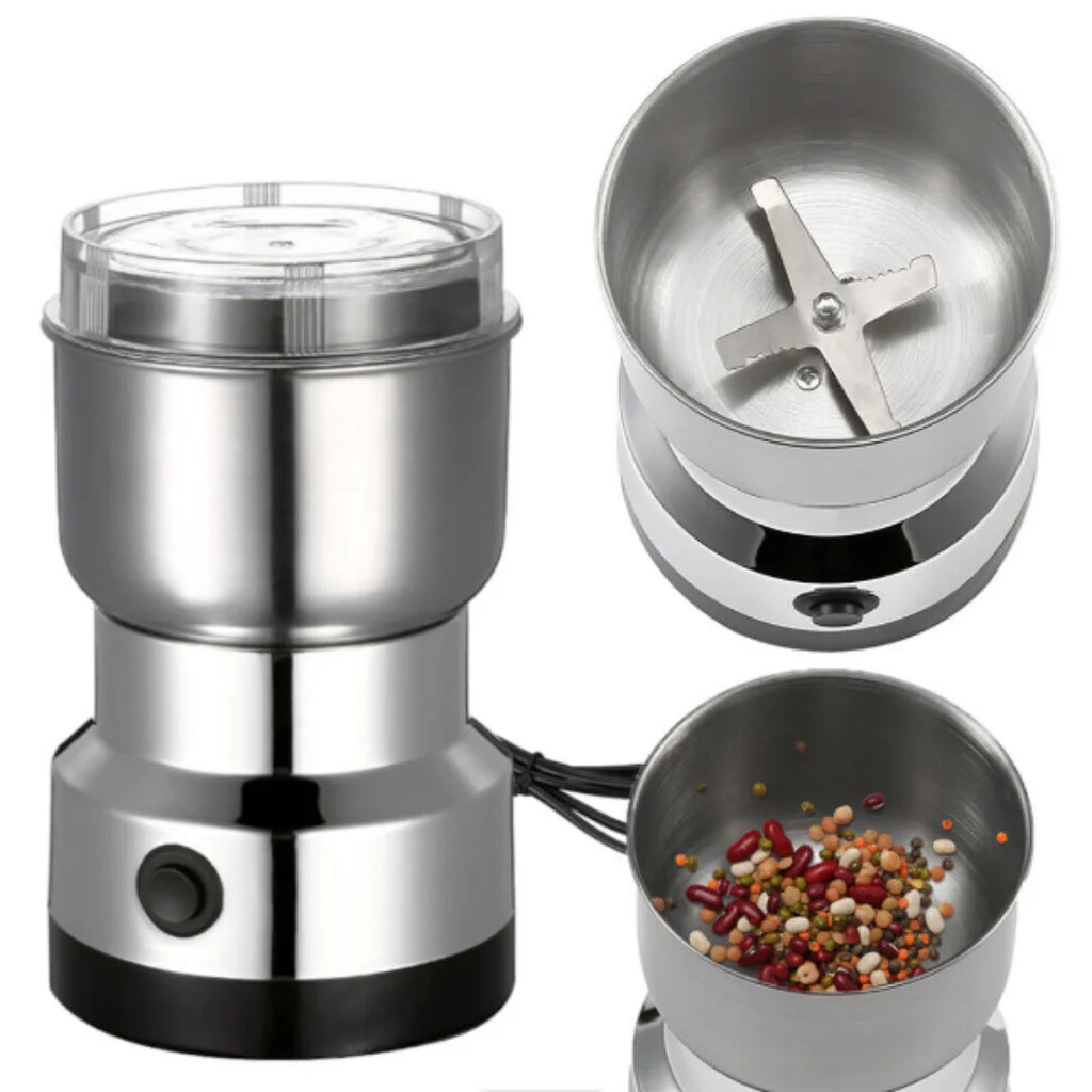 Electric Coffee & Spice Grinder – 4-Blade Multifunction Grinder for Beans, Nuts & Spices | 150W Kitchen Blender for Coffee, Grain & Seasoning Grinding