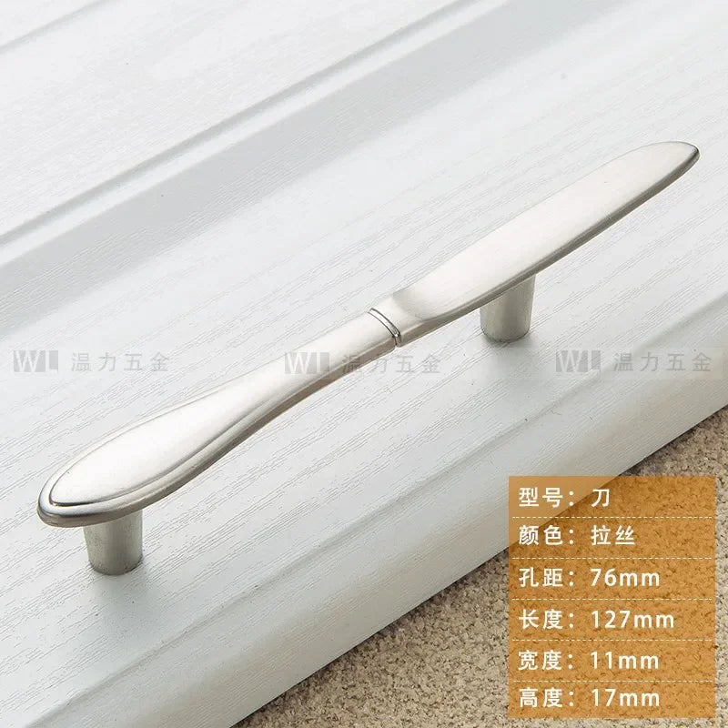Zinc Alloy Creative Spoon Fork Knife Kitchen Cabinet Closet Furniture Door Knob Cabinet Pull Drawer Handles Cabinet Knob