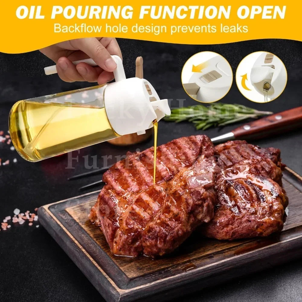2-in-1 500ml Oil Sprayer & Pourer Bottle – Olive Oil Dispenser for Air Fryer, BBQ, Salad & Cooking (Leak-Proof Kitchen Gadget)