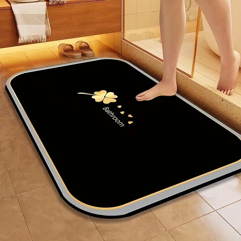 Diatomite Bath Mat – Super Absorbent Quick Dry Non-Slip Bathroom Floor Mat | Water Absorbing Shower Rug for Bathroom, Kitchen, Laundry & Pet Feeding Area
