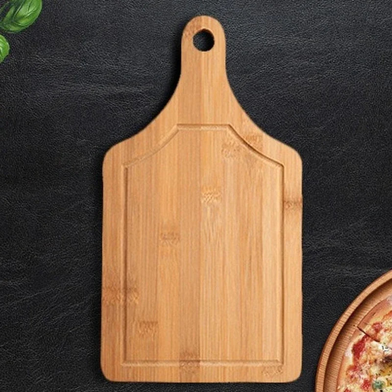 Solid Wood Cutting Board with Handle – Round Kitchen Chopping Board for Pizza, Bread & Fruit | Eco-Friendly Hanging Wooden Serving Board