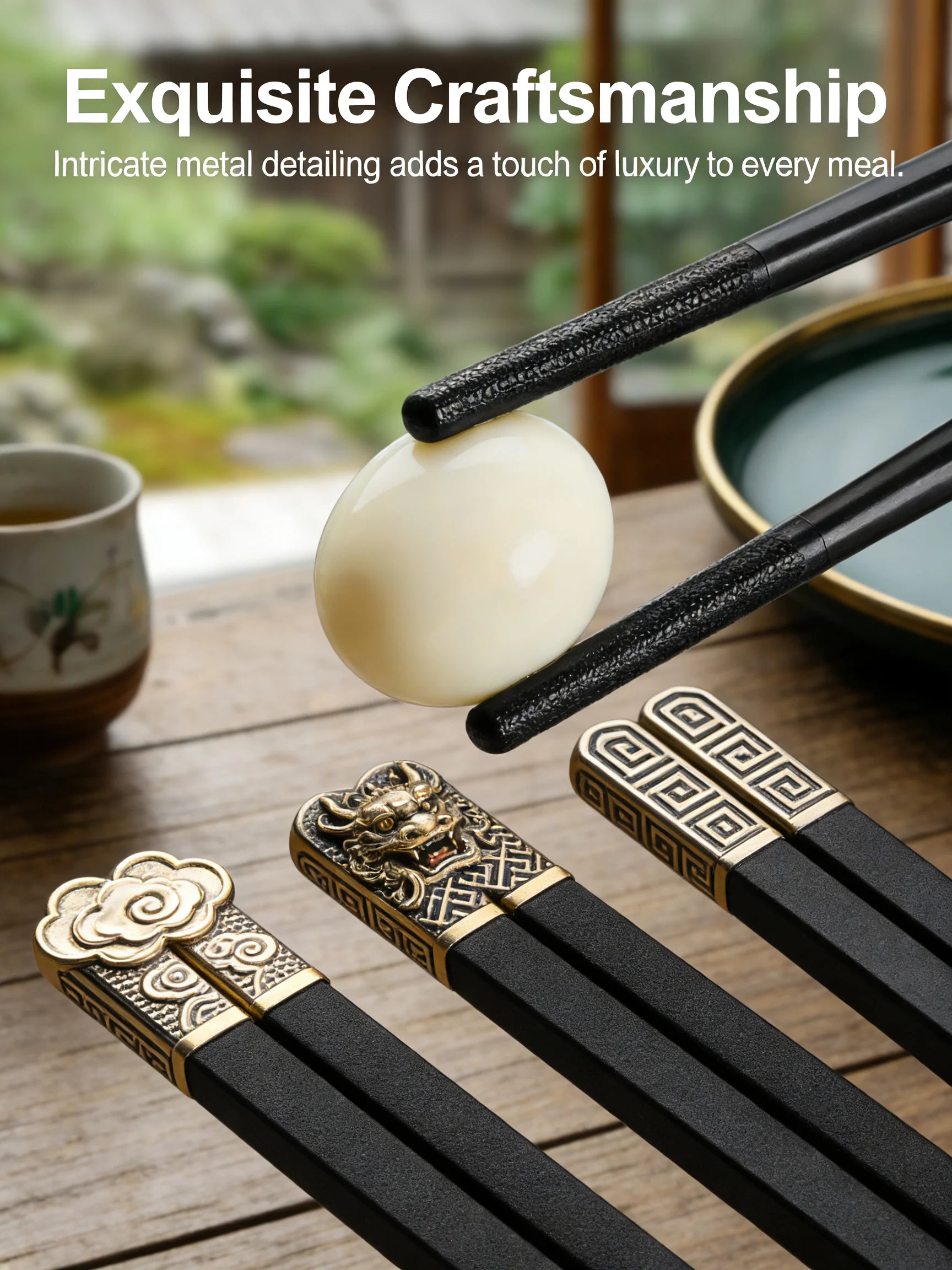 5-Piece Black Chopsticks Set – Reusable Durable Kitchen Tableware | Lightweight Non-Slip Chopsticks for Home, Sushi, Ramen & Asian Cuisine