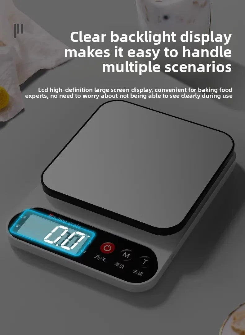Digital Kitchen Scale – High Precision Food Scale (1g Accuracy) | USB Rechargeable Cooking & Baking Scale with LCD Display & Tare Function