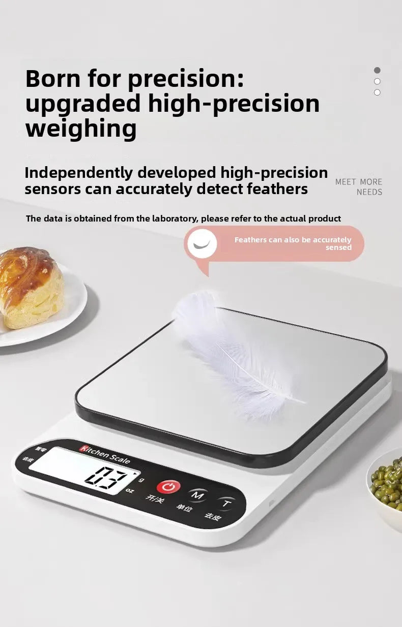 Digital Kitchen Scale – High Precision Food Scale (1g Accuracy) | USB Rechargeable Cooking & Baking Scale with LCD Display & Tare Function