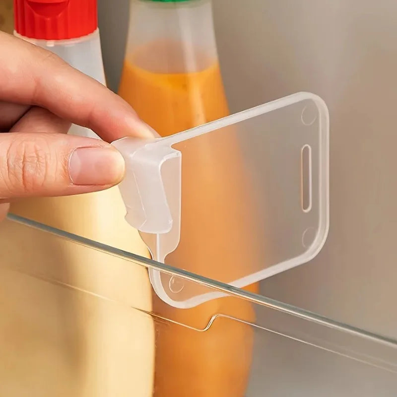 4PCS Adjustable Fridge Organizer Shelf Inserts – Space-Saving Refrigerator Storage Clips | Clear Kitchen Cabinet & Fridge Compartment Organizers