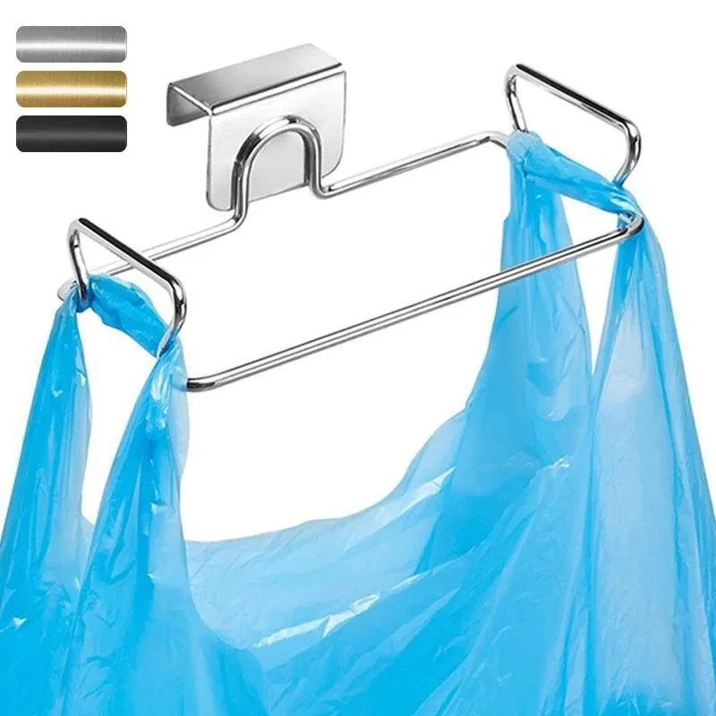 Over-the-Cabinet Trash Bag Holder – Stainless Steel Kitchen Garbage Rack | Space-Saving Hanging Trash Organizer