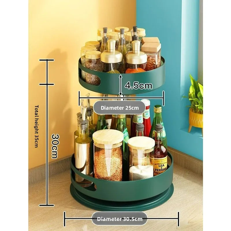 Rotating Kitchen Seasoning Rack – Modern Spice Organizer Shelf | 360° Spice Storage Holder for Countertop Kitchen Organization