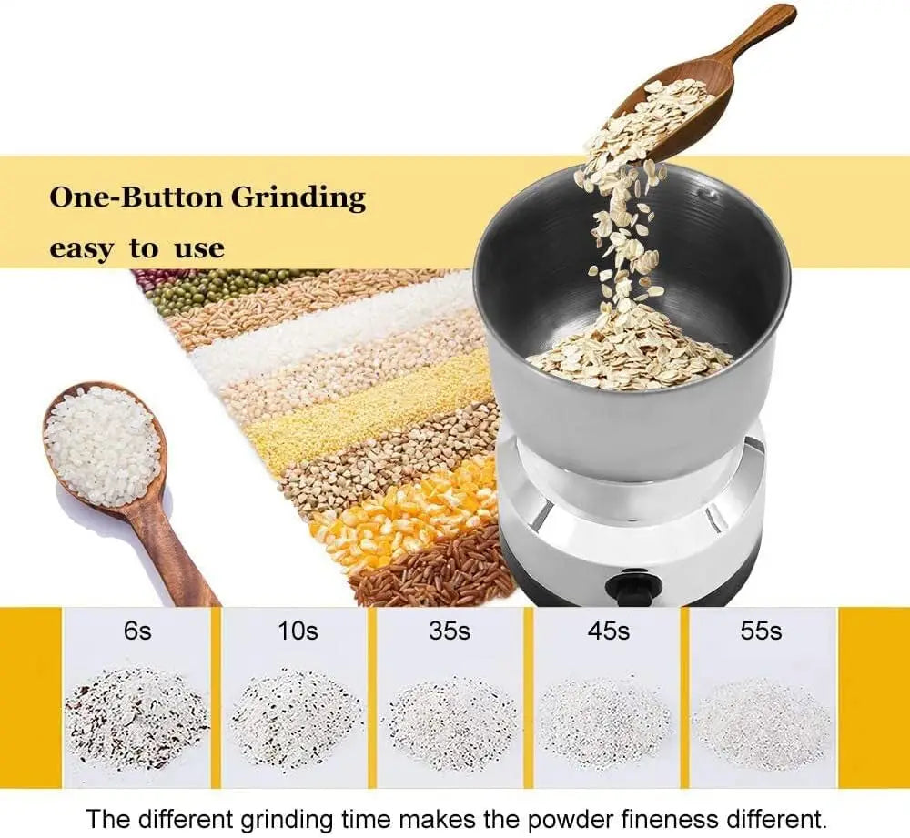 Electric Coffee & Spice Grinder – 4-Blade Multifunction Grinder for Beans, Nuts & Spices | 150W Kitchen Blender for Coffee, Grain & Seasoning Grinding