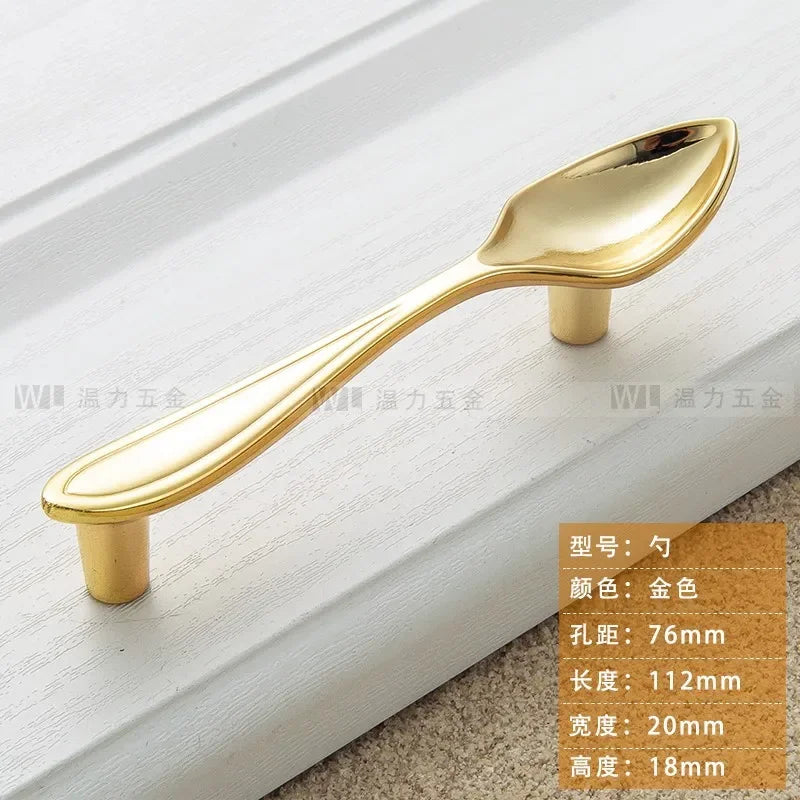 Zinc Alloy Creative Spoon Fork Knife Kitchen Cabinet Closet Furniture Door Knob Cabinet Pull Drawer Handles Cabinet Knob