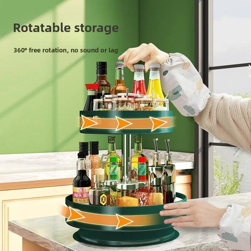 Rotating Kitchen Seasoning Rack – Modern Spice Organizer Shelf | 360° Spice Storage Holder for Countertop Kitchen Organization