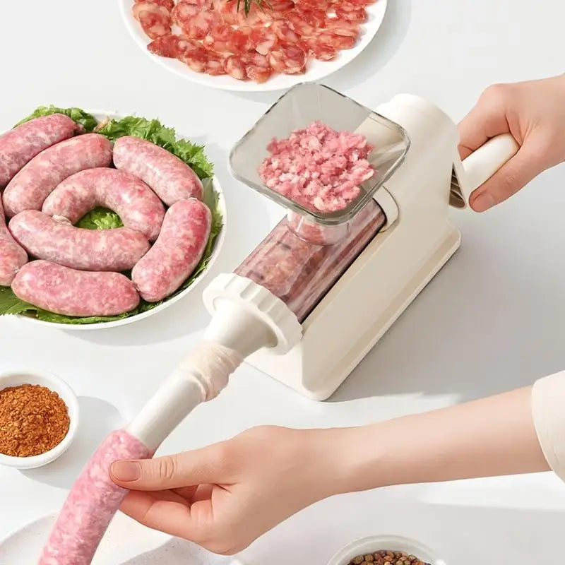Manual Sausage Stuffer Machine – Hand-Crank Meat Grinder & Filling Maker | Home Sausage Maker with Tubes for DIY Meat Processing & BBQ Use