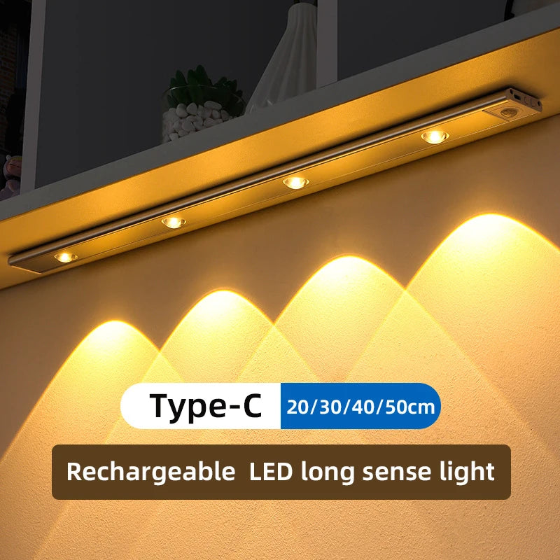 LED Motion Sensor Cabinet Light – Wireless Rechargeable Ultra-Thin Night Light | USB Under Cabinet Lighting for Kitchen, Bedroom, Wardrobe & Closet (3 Color Modes)