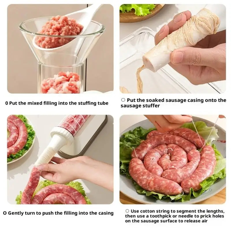 Manual Sausage Stuffer Machine – Hand-Crank Meat Grinder & Filling Maker | Home Sausage Maker with Tubes for DIY Meat Processing & BBQ Use