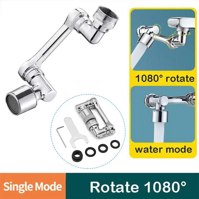 1080° Rotating Faucet Aerator – Universal Kitchen Tap Extender with Dual Water Modes | Metal Swivel Sink Sprayer for Kitchen & Bathroom Water Saving Attachment