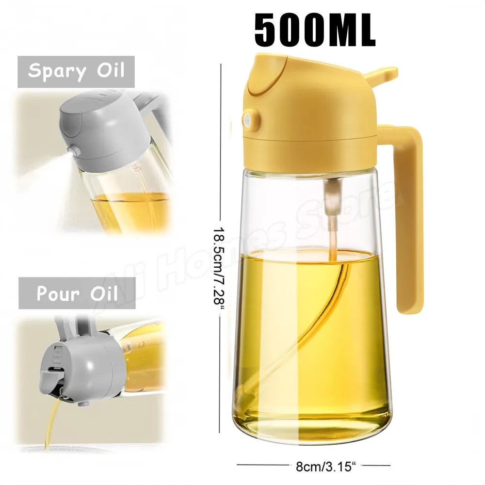2-in-1 500ml Oil Sprayer & Pourer Bottle – Olive Oil Dispenser for Air Fryer, BBQ, Salad & Cooking (Leak-Proof Kitchen Gadget)