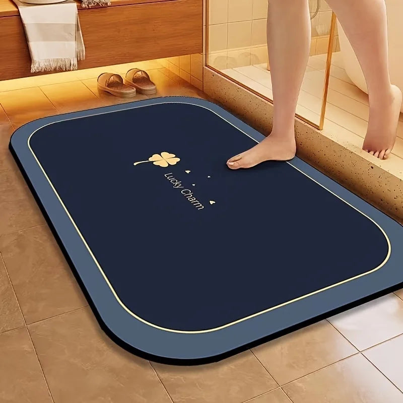 Diatomite Bath Mat – Super Absorbent Quick Dry Non-Slip Bathroom Floor Mat | Water Absorbing Shower Rug for Bathroom, Kitchen, Laundry & Pet Feeding Area
