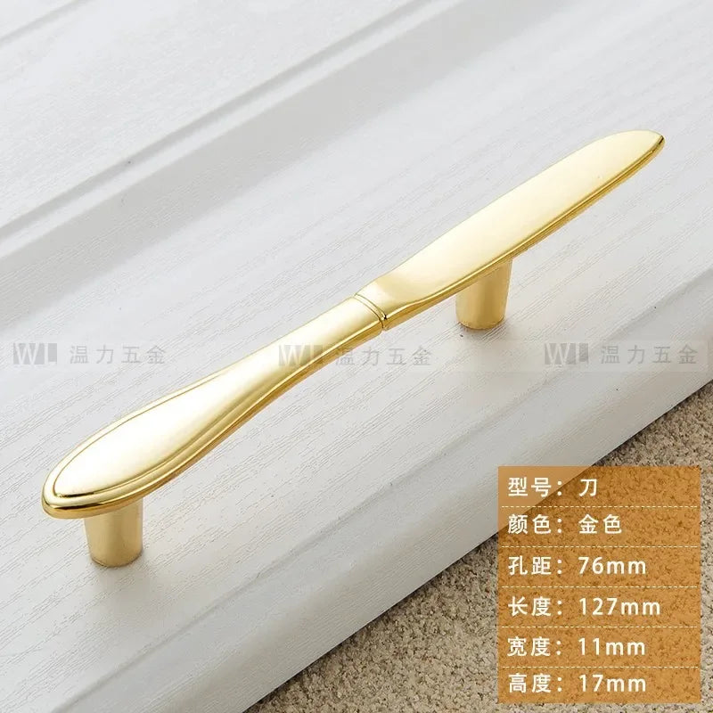 Zinc Alloy Creative Spoon Fork Knife Kitchen Cabinet Closet Furniture Door Knob Cabinet Pull Drawer Handles Cabinet Knob