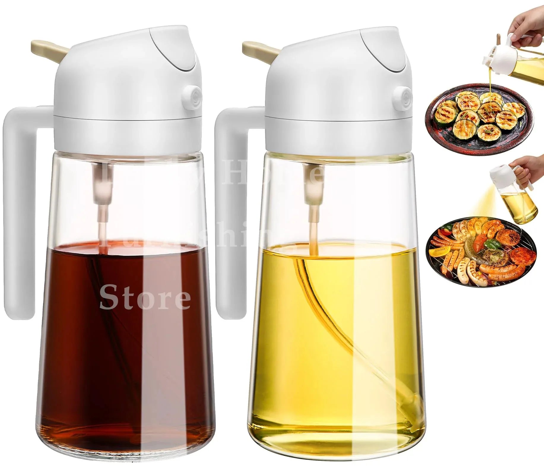 2-in-1 500ml Oil Sprayer & Pourer Bottle – Olive Oil Dispenser for Air Fryer, BBQ, Salad & Cooking (Leak-Proof Kitchen Gadget)