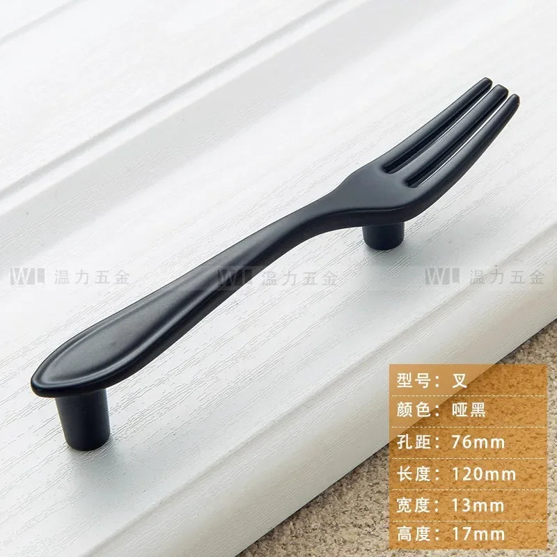 Zinc Alloy Creative Spoon Fork Knife Kitchen Cabinet Closet Furniture Door Knob Cabinet Pull Drawer Handles Cabinet Knob