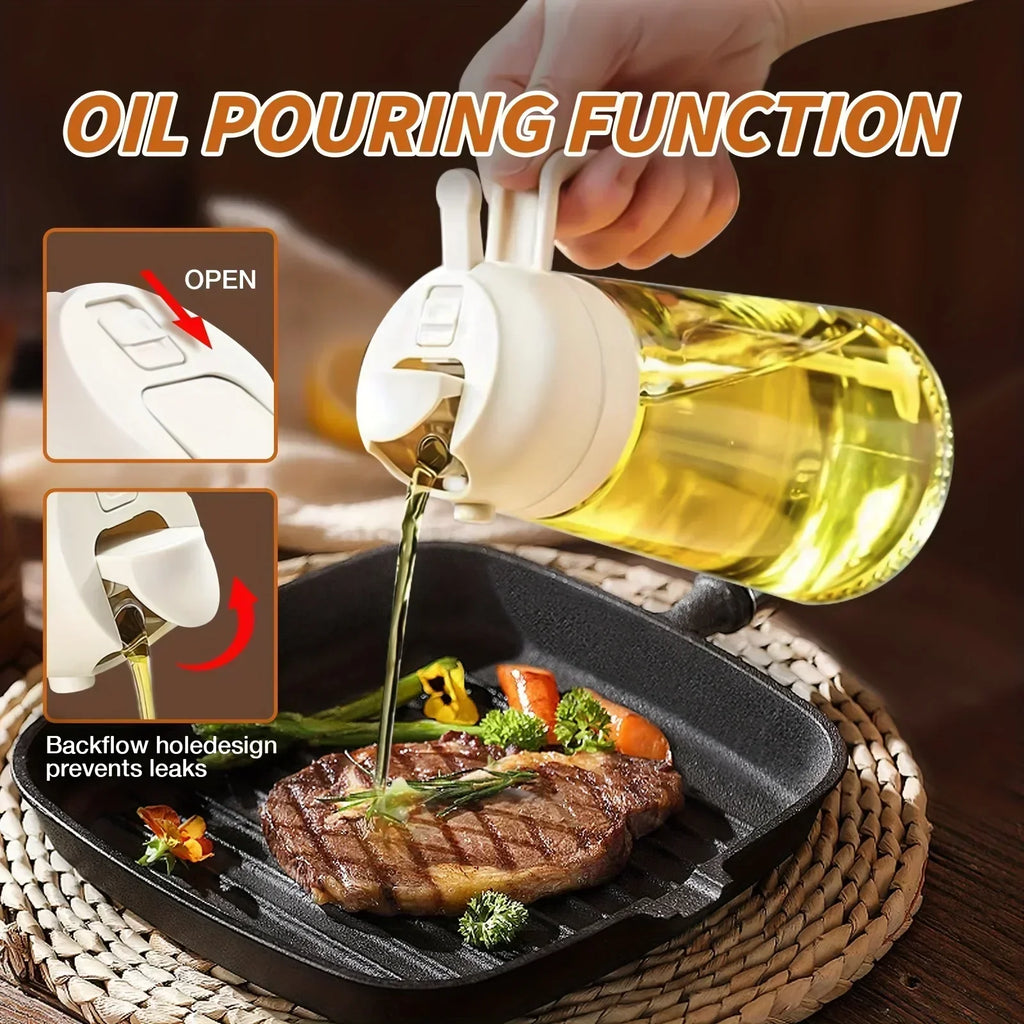 2-in-1 500ml Oil Sprayer & Pourer Bottle – Olive Oil Dispenser for Air Fryer, BBQ, Salad & Cooking (Leak-Proof Kitchen Gadget)