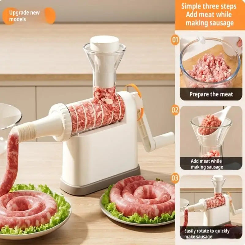 Manual Sausage Stuffer Machine – Hand-Crank Meat Grinder & Filling Maker | Home Sausage Maker with Tubes for DIY Meat Processing & BBQ Use