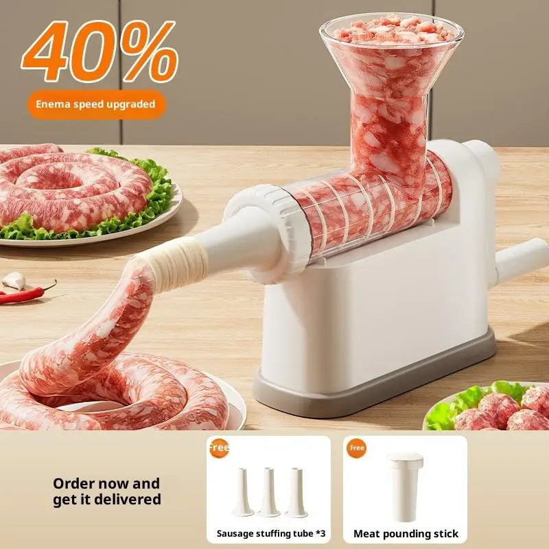 Manual Sausage Stuffer Machine – Hand-Crank Meat Grinder & Filling Maker | Home Sausage Maker with Tubes for DIY Meat Processing & BBQ Use