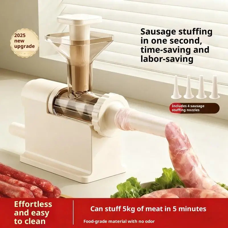 Manual Sausage Stuffer Machine – Hand-Crank Meat Grinder & Filling Maker | Home Sausage Maker with Tubes for DIY Meat Processing & BBQ Use
