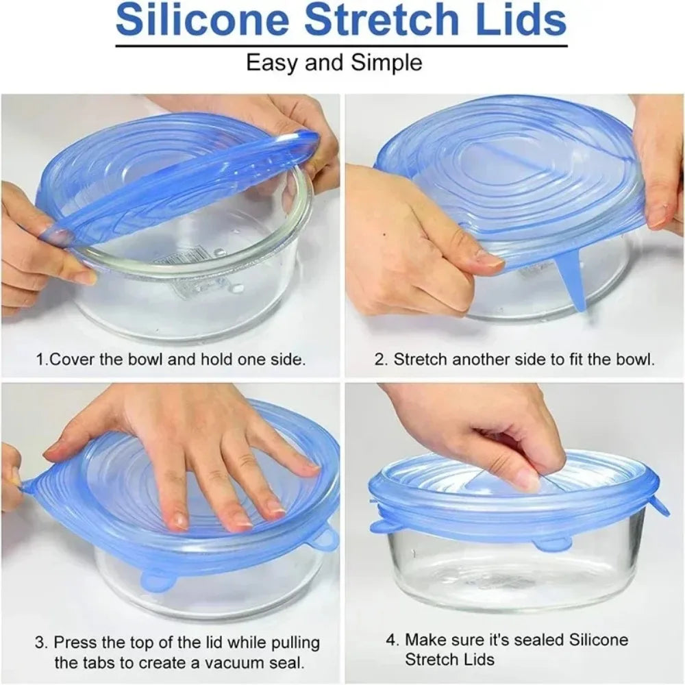 Reusable Silicone Food Lids – Stretchable Fresh Food Covers for Bowls & Containers | Leak-Proof Kitchen Storage Seals for Meal Prep & Food Preservation